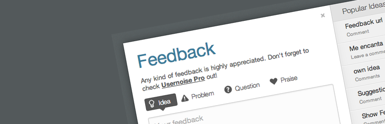 WordPress Usernoise modal feedback / contact form Plugin Banner Image