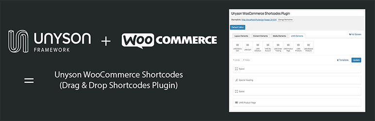 WordPress Unyson WooComerce Shortcodes Plugin Banner Image