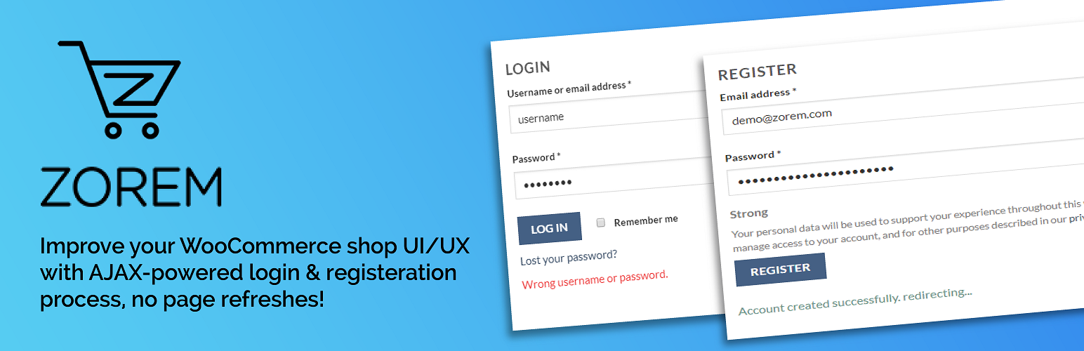 WordPress Ajax Login/Register for WooCommerce Plugin Banner Image