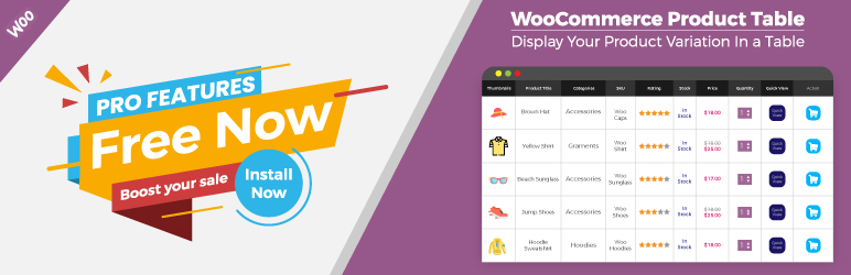 WordPress Woo Product Table – Free WooCommerce Table view solution Plugin Banner Image