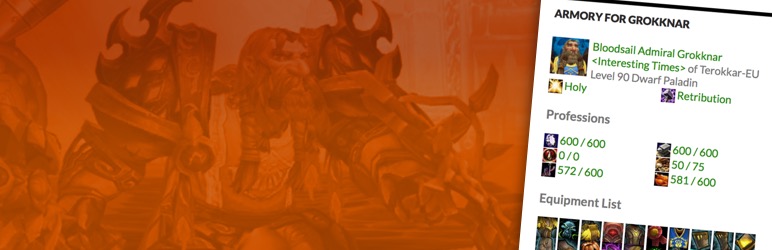 WordPress WoW Armory Character Plugin Banner Image