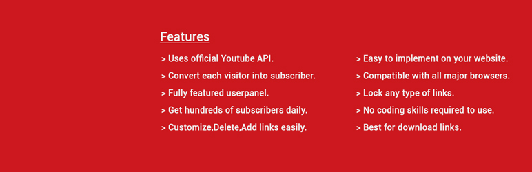WordPress Youtube Subscribe Link Locker Plugin Banner Image